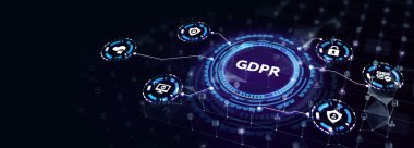 GDPR Kişisel Veri Koruma Yönetmeliği Siber Güvenlik. İş, Teknoloji, İnternet ve ağ konsepti. 3d illüstrasyon