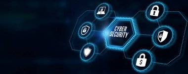 İnternet, iş, teknoloji ve ağ konsepti. Siber güvenlik veri koruması iş teknolojisi gizlilik kavramı. 3d illüstrasyon