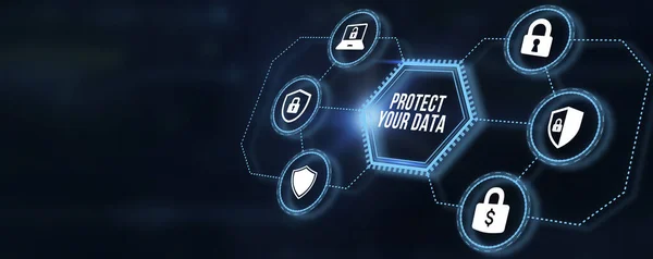 インターネット ビジネス テクノロジー ネットワークの概念 サイバーセキュリティデータ保護ビジネス技術プライバシーコンセプト 3Dイラスト — ストック写真