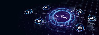 İş, Teknoloji, İnternet ve ağ konsepti. HR Çözümleri. 3B illüstrasyon