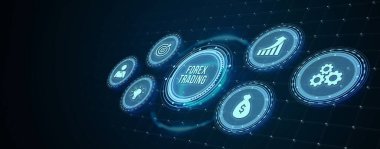 İnternet, iş, teknoloji ve ağ konsepti. FOREX TRADing, yeni iş konsepti. 3d illüstrasyon.