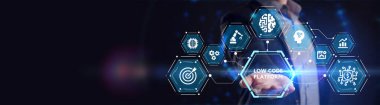 Düşük Kod yazılım geliştirme platform teknolojisi kavramı.
