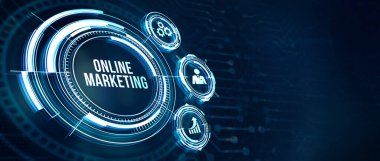 İnternet, iş, teknoloji ve ağ konsepti. Çevrimiçi için Dijital Pazarlama Teknolojisi Çözümü. 3d illüstrasyon