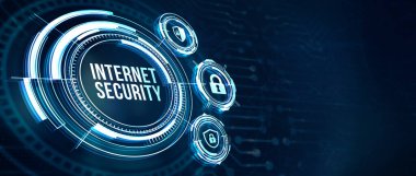 İnternet, iş, teknoloji ve ağ konsepti. Siber güvenlik veri koruması iş teknolojisi gizlilik kavramı. 3d illüstrasyon