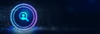 İş, Teknoloji, İnternet ve ağ konsepti. İnsan Kaynakları İK yönetimi eleman toplama, iş bulma kavramı. 3d illüstrasyon