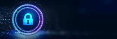 Siber güvenlik veri koruması iş teknolojisi gizlilik kavramı. 3d illüstrasyon