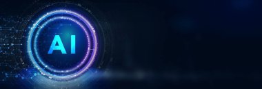 Yapay zeka ve yapay zeka kavramı. İş, modern teknoloji, internet ve ağ kurma kavramı. 3B illüstrasyon