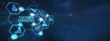 İnternet, iş, teknoloji ve ağ konsepti. Teknoloji geleceği. Müşteri Tecrübesi. 3d illüstrasyon.