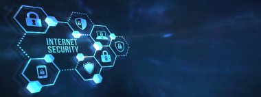 İnternet, iş, teknoloji ve ağ konsepti. Siber güvenlik veri koruması iş teknolojisi gizlilik kavramı. 3d illüstrasyon