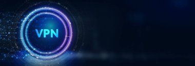 İş, Teknoloji, İnternet ve ağ konsepti. VPN ağ güvenliği internet gizlilik şifreleme kavramı 3D illüstrasyon