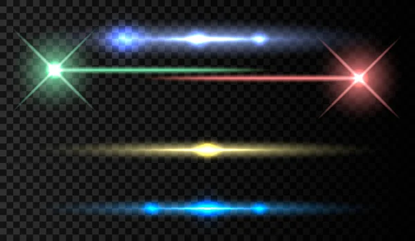 Εικονογράφηση Διανύσματος Οριζόντια Φωτοβολίδα Ακτίνες Λέιζερ Οριζόντιες Δέσμες Φωτός Όμορφες — Διανυσματικό Αρχείο
