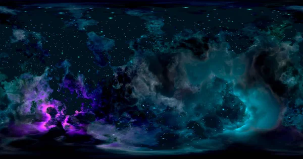 3Dレンダリング 星雲や星を背景にした空間 環境360 Hdriマップ 等角投影 球面パノラマ — ストック写真
