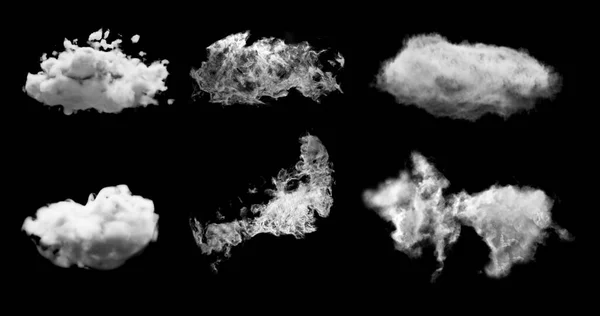 3Dレンダリング 黒の背景にリアルなふわふわの密な雲 創造性の要素 — ストック写真