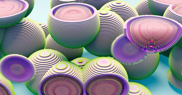 Rendering Abstract Background Spherical Shapes Thin Stripes — стоковое фото