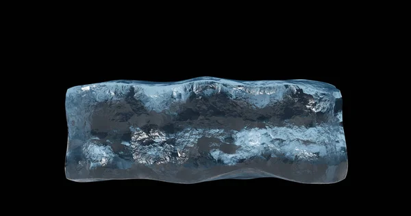 Vykreslování Kousek Modrého Průhledného Ledu Černém Izolovaném Pozadí Prvek Pro — Stock fotografie