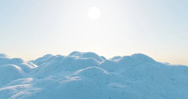 Rendering Illustration Snowy Hills Blue Sky Winter Scene —  Fotos de Stock
