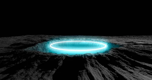 Rendement Cratère Météorite Surface Satellite Une Lune Une Planète Cercle — Photo