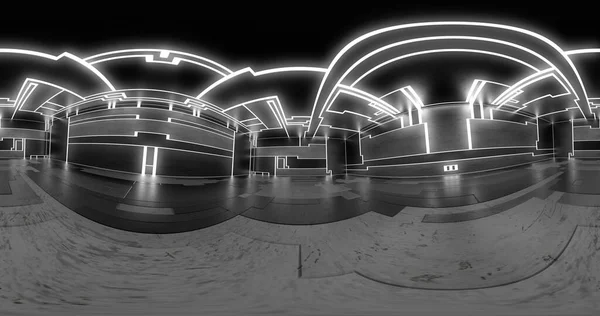 Рендеринг 360 Градусов Сферическая Бесшовная Панорама Абстрактно Пустой Темный Интерьер — стоковое фото