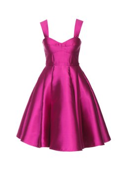 Beyaz arka planda izole edilmiş güzel fuşya klasik elbise.