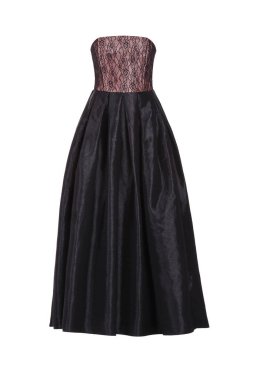  Uzun siyah Maxi elbise beyaz arka planda izole