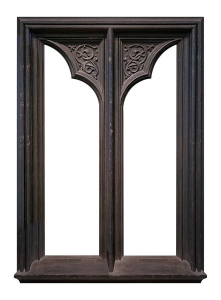 Dvojitý Gotický Dřevěný Rám Diptych Pro Obrazy Zrcadla Nebo Fotografie — Stock fotografie