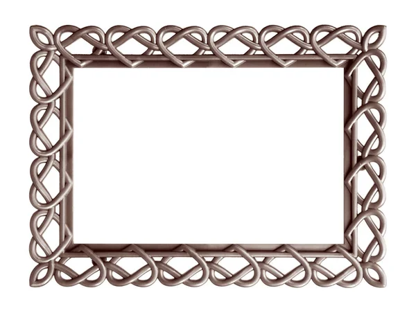 Moldura Coração Prata Para Pinturas Espelhos Foto Isolada Fundo Branco — Fotografia de Stock