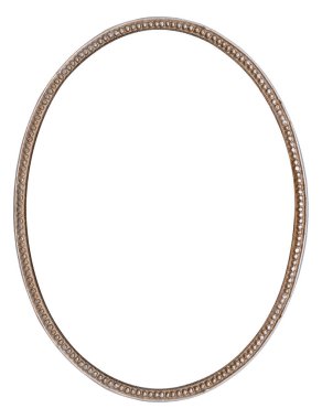 Beyaz arka planda izole edilmiş resimler, aynalar ya da fotoğraf için gümüş oval çerçeve. Kırpma yolu ile tasarım ögesi