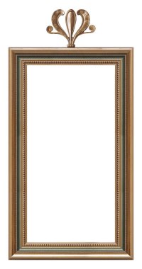 Beyaz arkaplanda izole edilmiş resimler, aynalar veya fotoğraf için panoramik altın çerçeve