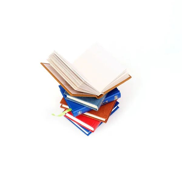 Beyaz Arka Planda Izole Edilmiş Beyaz Çarşaflı Renkli Kapaklı Kitap — Stok fotoğraf