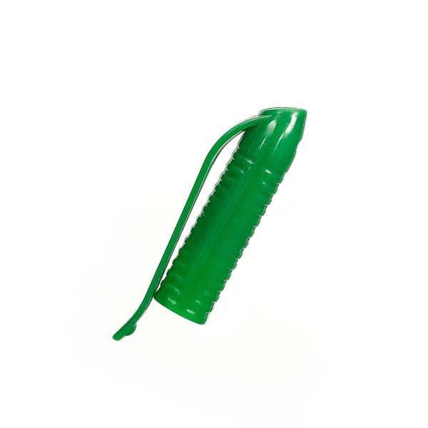 Grön Plastlock För Kulspetspenna Isolerad Vit Bakgrund — Stockfoto