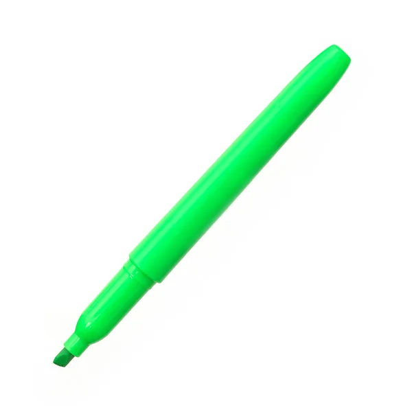 Green Marker Felt Tip Isolated White Background — Stock Photo, Image