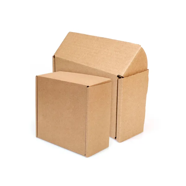 Dos Cajas Artesanía Aisladas Sobre Fondo Blanco — Foto de Stock