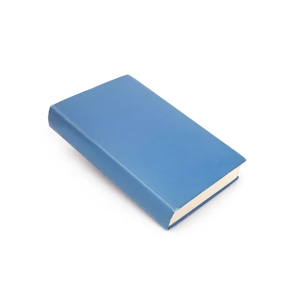 Livro Capa Azul Com Folhas Brancas Isoladas Fundo Branco — Fotografia de Stock