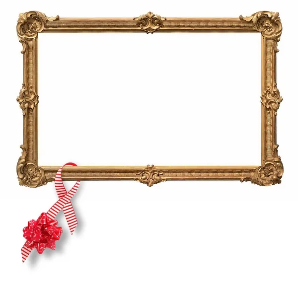 Golden Frame Christmas Decor Isolated White Background — Stock Photo, Image