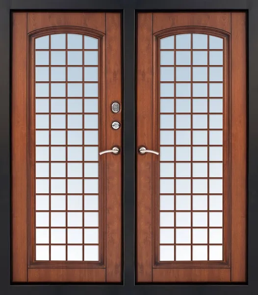 Модель Подвійних Вхідних Металевих Дверей Ізольовано Білому Тлі — стокове фото
