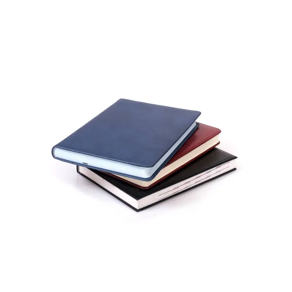 白を基調としたレザーカバー付きコンセプト日記 — ストック写真