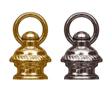 Beyaz bir arkaplanı bağlamak veya asmak için altın ve gümüş döngü