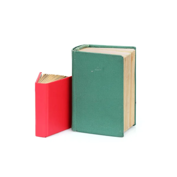Libros Rojos Verdes Aislados Sobre Fondo Blanco — Foto de Stock