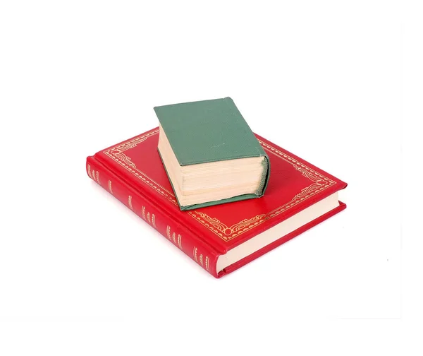 Rote Und Grüne Bücher Isoliert Auf Weißem Hintergrund — Stockfoto