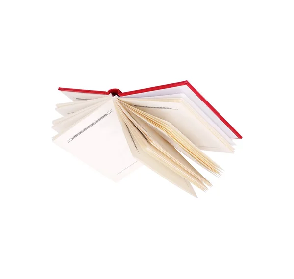 Livro Vermelho Voador Isolado Fundo Branco Elemento Design Com Caminho — Fotografia de Stock