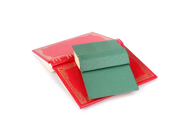 Κόκκινα Και Πράσινα Βιβλία Απομονωμένα Λευκό Φόντο — Φωτογραφία Αρχείου