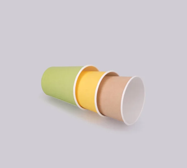 Craft Paper Cup Isolated Grey Background Design Element Clipping Path — Stock Photo, Image