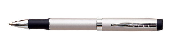 Silver ball pen isolated on a white background. Design element with clipping path