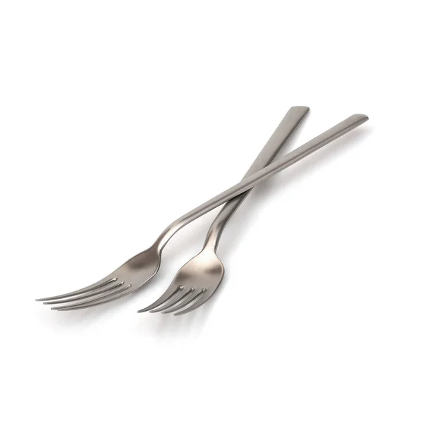 Two Metal Forks Isolated White Background — 图库照片