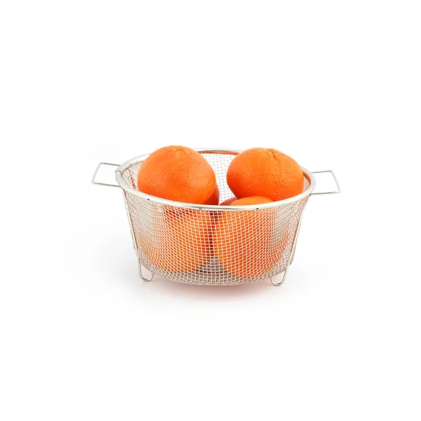 Mandarins Basket White Background Isolated White Background — ストック写真