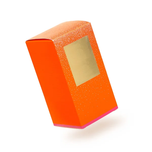 Orange Packing Box Isolated White Background Design Element Clipping Path — Stock Photo, Image