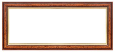 Panoramik ahşap çerçeve beyaz arka planda izole edilmiş resimler, aynalar veya fotoğraf için. Kırpma yolu ile tasarım ögesi