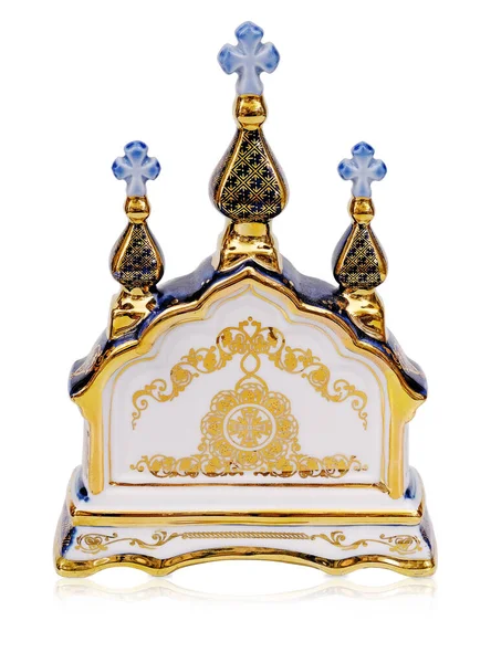 Triple Orthodox Porcelain Icon Design Element Clipping Pathwonderworker — Fotografia de Stock