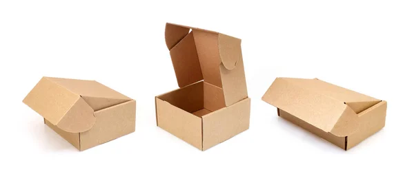 Set Craft Boxes Isolated White Background — Stock fotografie