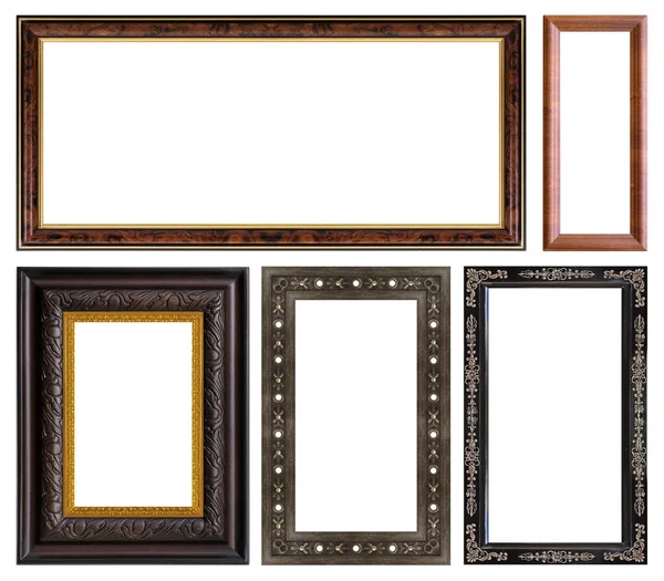 隔离在白色背景下的一组用于绘画 镜子或照片的木制框架 — 图库照片